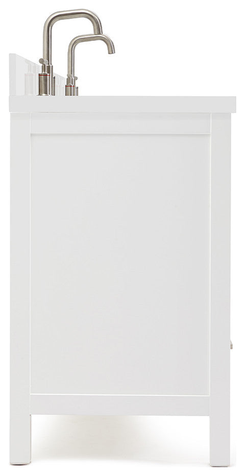 ARIEL Cambridge 73" Double Oval Sink Bathroom Vanity White with Quartz Top