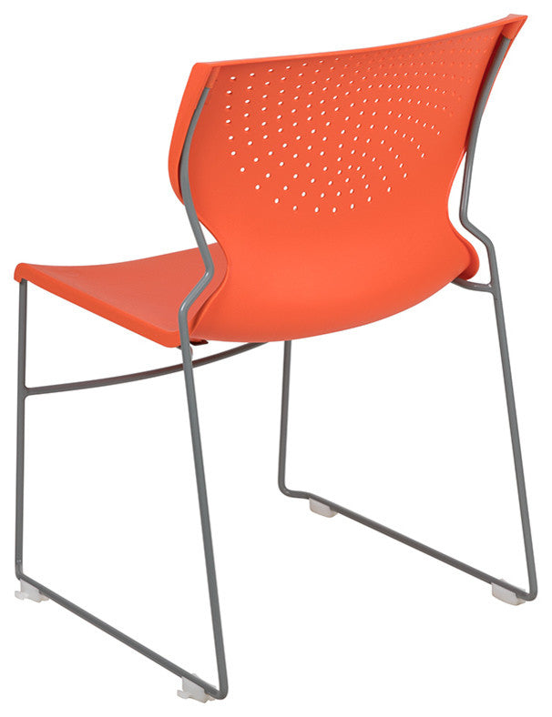 HERCULES Series Full Back Stack Chair With Powder Coated Frame, Orange
