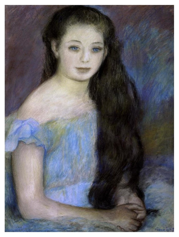 "Young Girl With Dark Brown Hair" Paper Print by Pierre-Auguste Renoir, 18"x24"