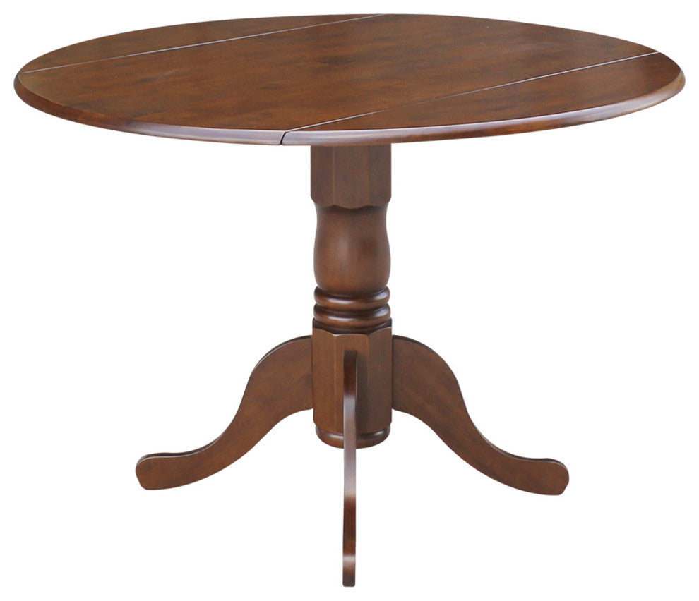 42" Round Dual Drop Leaf Pedestal Table, Espresso