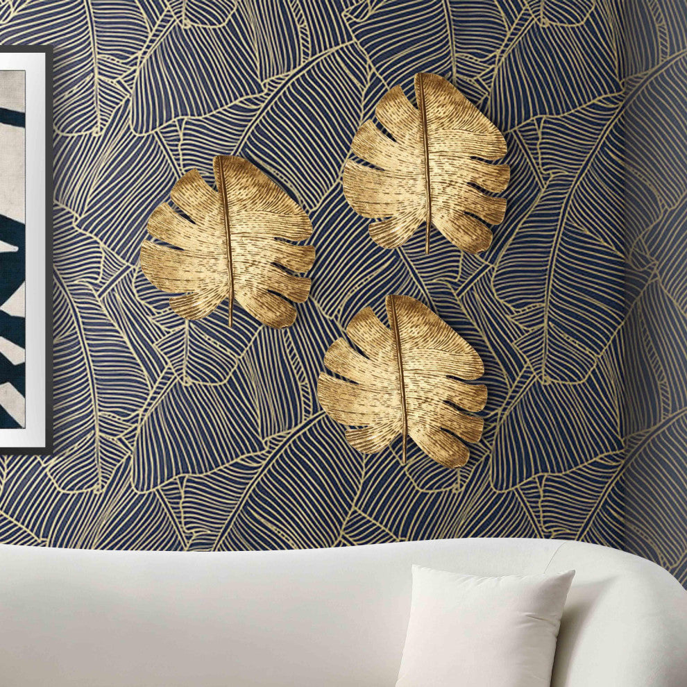 Gold Leaf Wall Art, 3-Piece Set