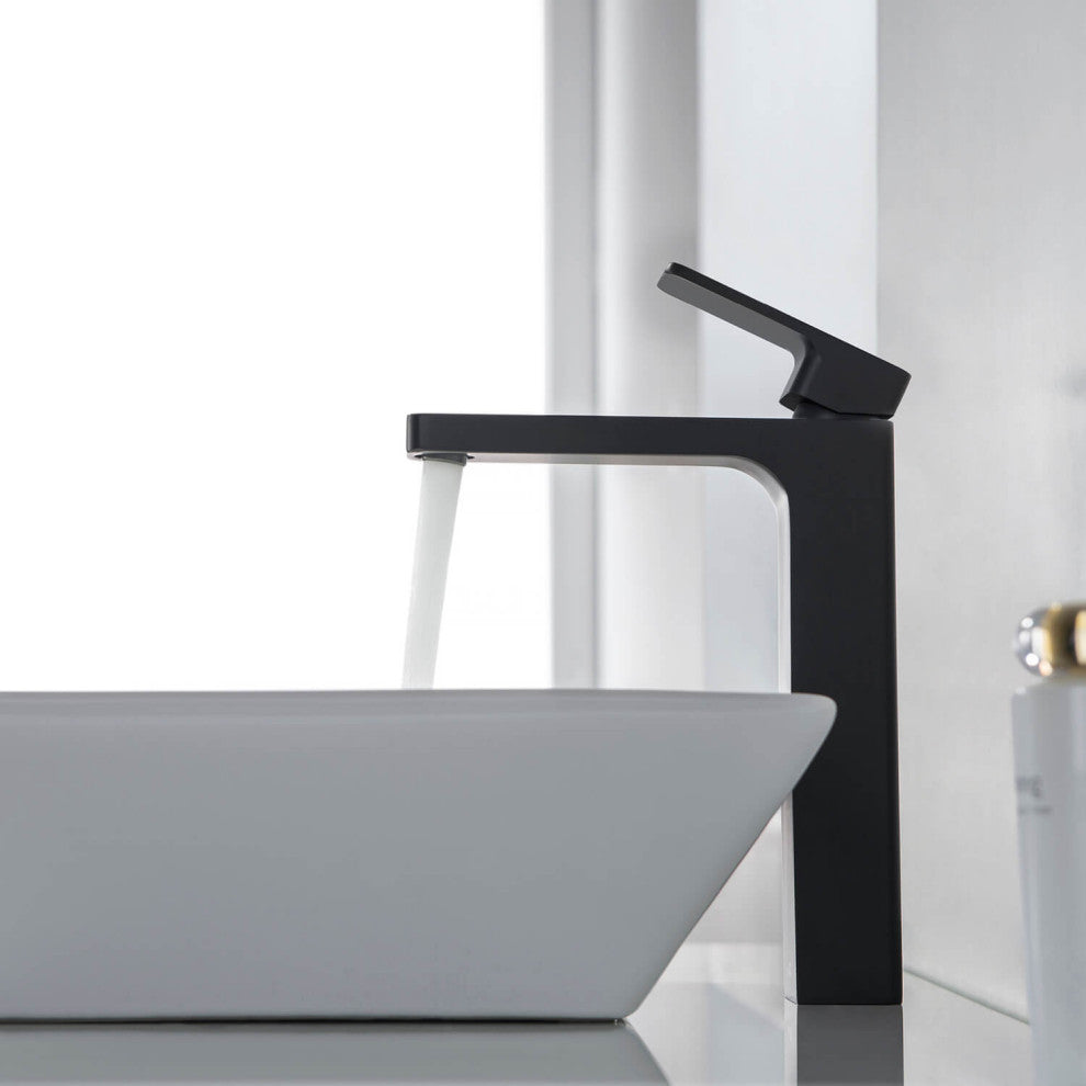 Blaze-T Single Handle Bathroom Vessel Sink Faucet, Matte Black
