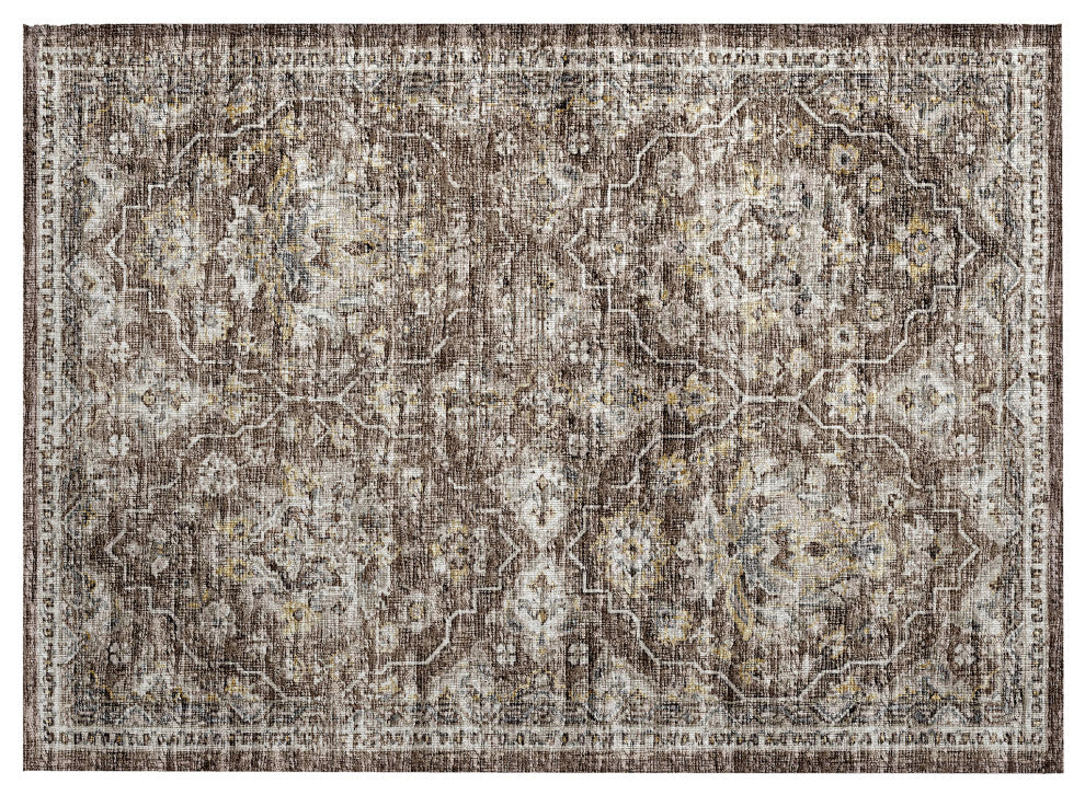 Indoor/Outdoor Marbella MB4 Mocha Machine Washable 1'8" x 2'6" Rug