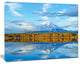 Ancient Volcano and Lake Panorama, Landscape Canvas Wall Art, 20"x12"