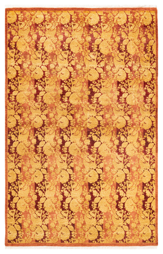 Raut One-of-a-Kind Hand-Knotted Area Rug Pink, 4'7"x7'0"