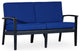 DTY Outdoor Living Longs Peak Eucalyptus Loveseat w/ Cushion, Espresso, Navy