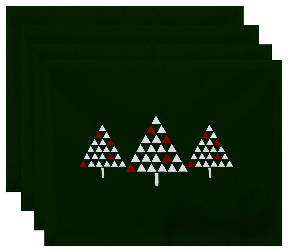 Decorative Holiday Placemat, Set of 4 Geometric, Green