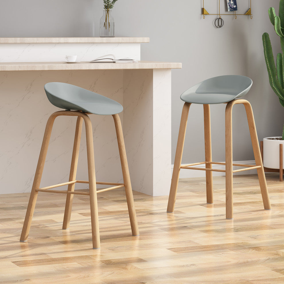Morgan 30" Modern Barstool With Iron Legs, Set of 2, Gray