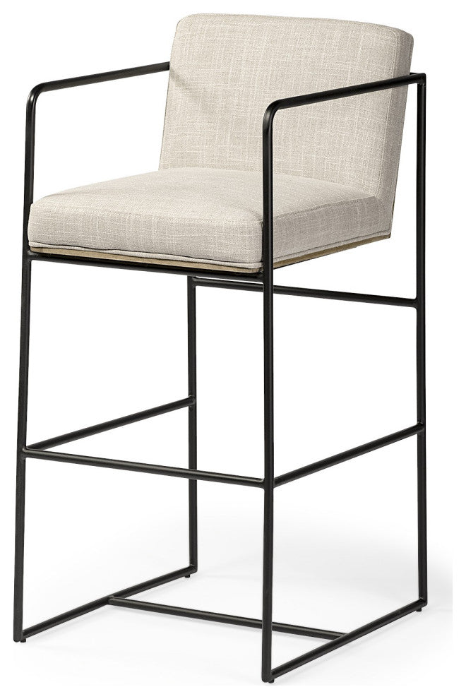 Beige Black Framed Counter Stool