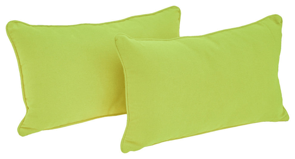 20"x12" Double-Corded Solid Twill Back Support Pillows With Inserts Set of 2