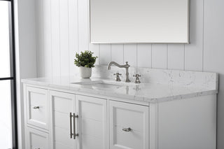 Vanity Art Bathroom Vanity With Sink & Top, White, 60", Engineered Marble