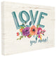 Love You More Flowers White Wood XXL Stretched Canvas Wall Art, 30"x40"