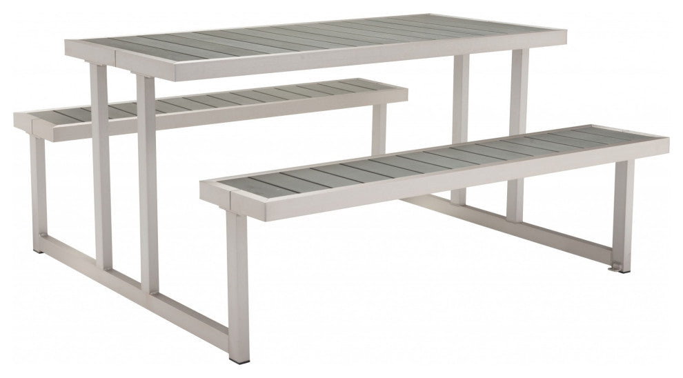 Belmar Gray Brushed Aluminum Picnic Table Set