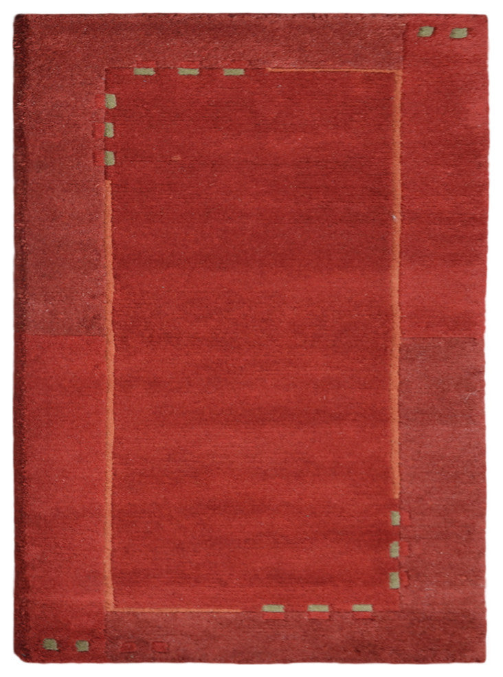 Hand Knotted Tibbati Wool Area Rug Contemporary Red