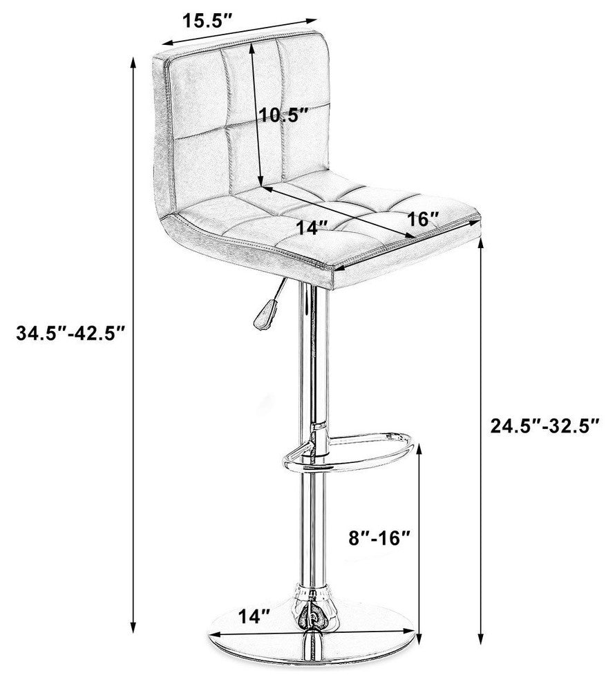Costway 1 PC Bar Stool Swivel Adjustable PU Leather Barstools Bistro Pub Chair