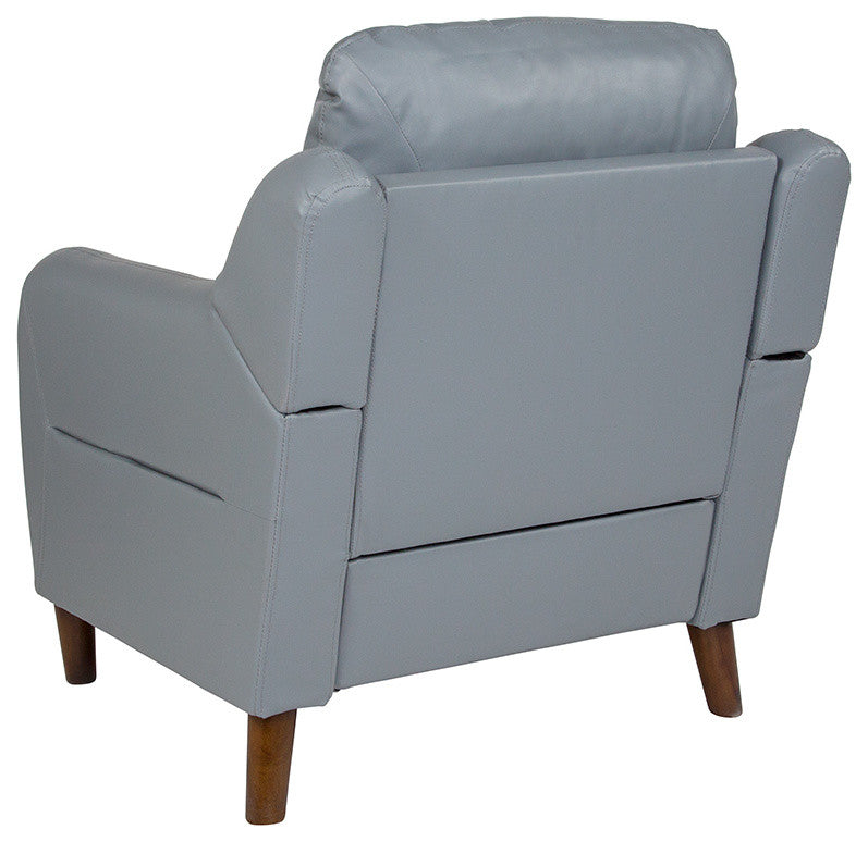 Newton Hill Upholstered Bustle Back Arm Chair in Gray Leather