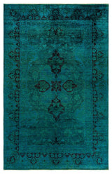 Overdyed, One-of-a-Kind Hand-Knotted Area Rug Green, 5'10"x9'1"