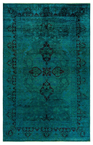 Overdyed, One-of-a-Kind Hand-Knotted Area Rug Green, 5'10"x9'1"