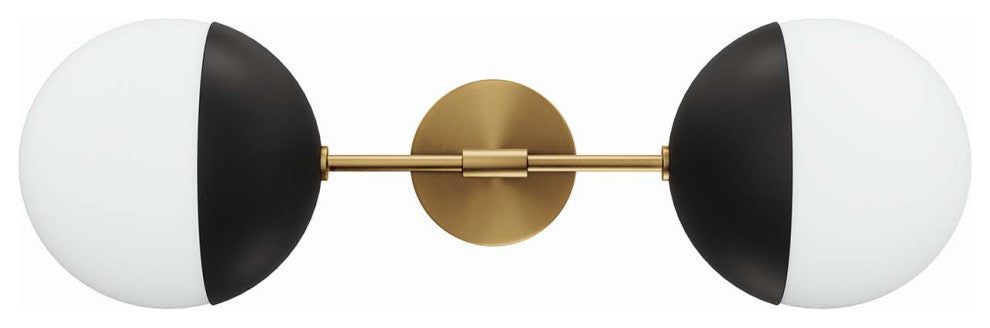 Stellar 2-Light Wall Sconce, Opal Satin Brass