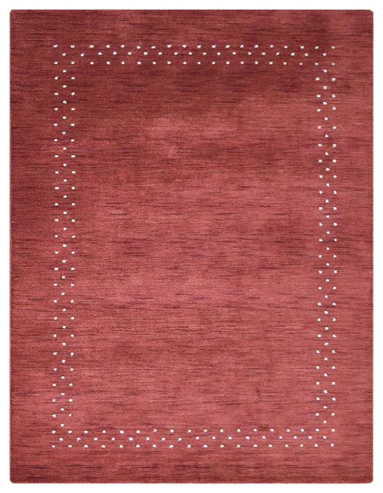 HAND KNOTTED LOOM WOOL ECO-FRIENDLY AREA RUGS - Rectangle, Red, Contemporary