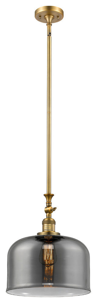 X-Large Bell 1-Light Mini Pendant, Brushed Brass, Plated Smoke