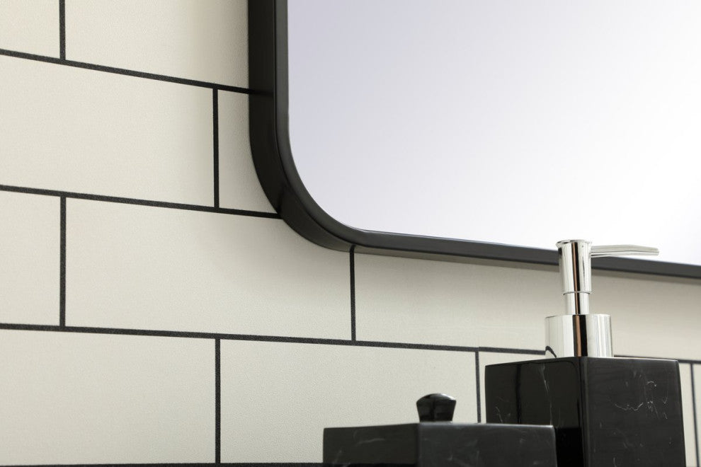 Ellis Soft Corner Metal Rectangular Mirror, Black, 30"x36"