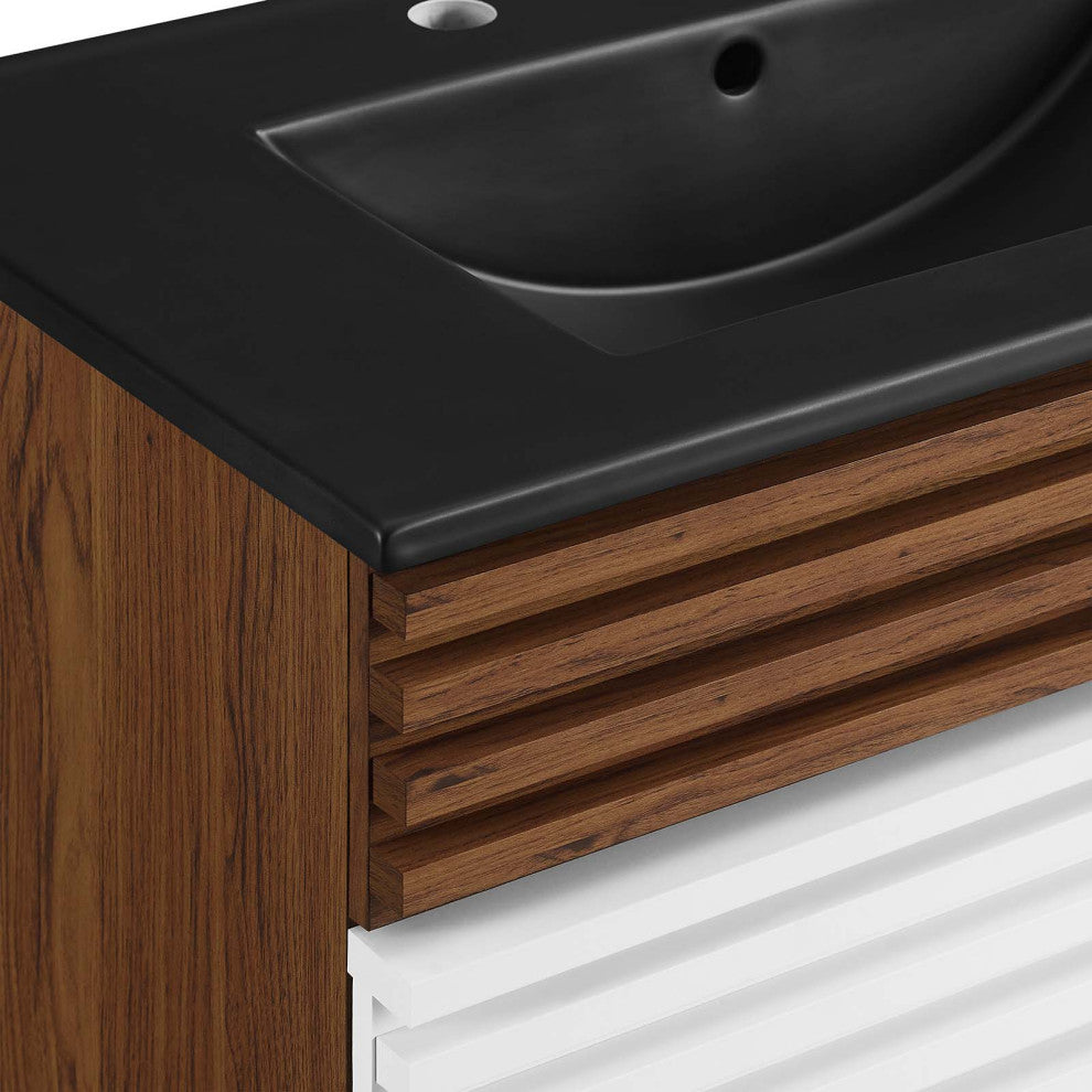Render 30" Bathroom Vanity, White Walnut Black