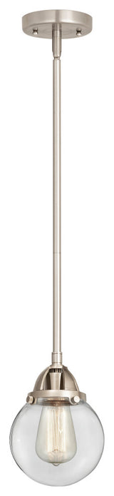 Beacon Mini Pendant, Brushed Satin Nickel, Clear, Clear