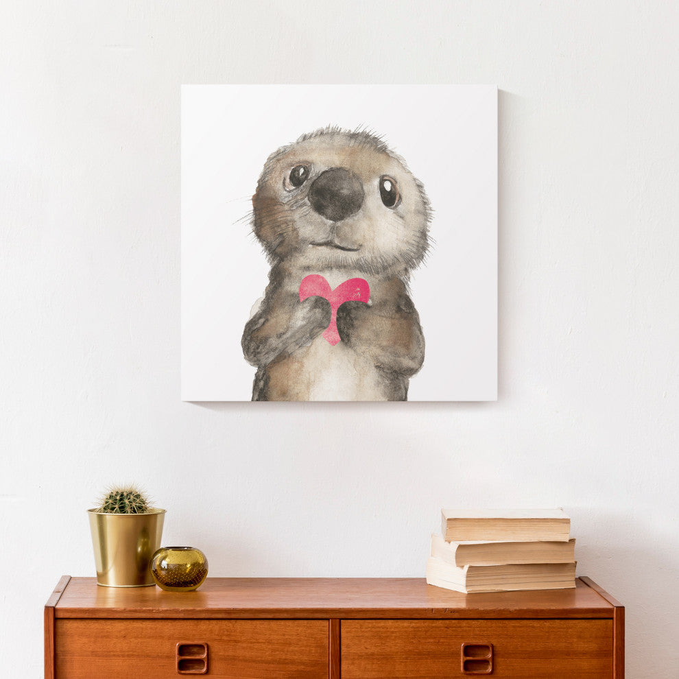 Otter With Heart 16x16 Canvas Wall Art