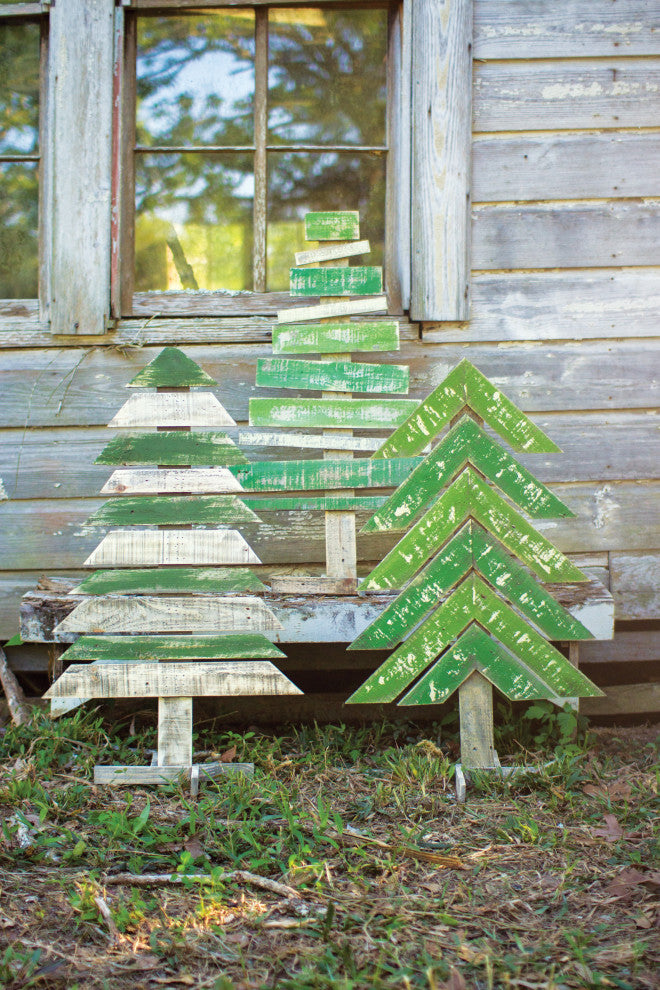 Kalalou Cgu2236 Set Of Three Recycled Wood Trees With Stands