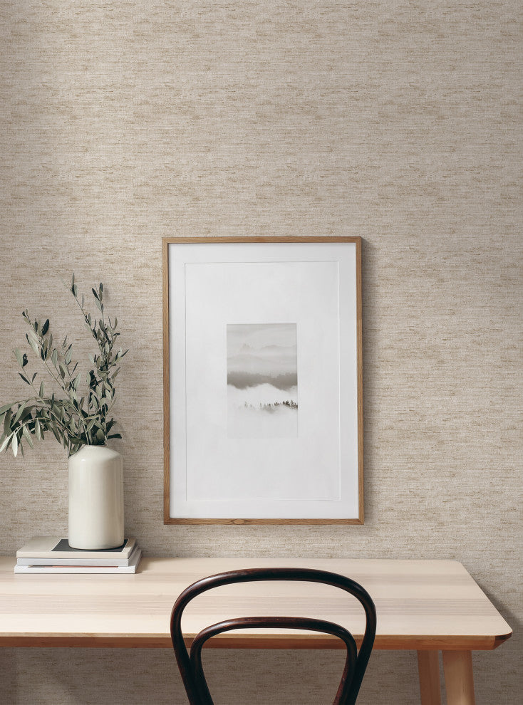 Canvas Look Peel and Stick Vinyl Wallpaper, Beige, 24" X 60"