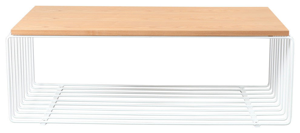 LeisureMod Walden Rectangular Coffee Table Powder Coated Steel Frame, White