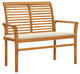 Vidaxl Garden Bench With Cream Cushion 44.1" Solid Teak Wood