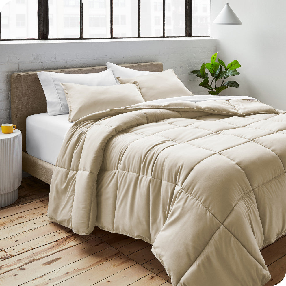 Bare Home Down Alternative Comforter Set, Sand, Queen