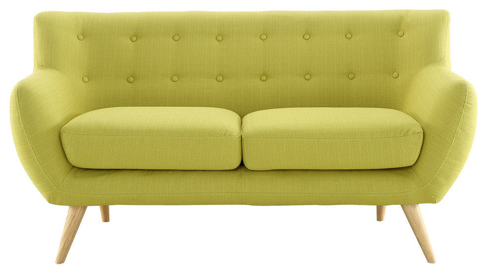 Modern Contemporary Loveseat, Wheatgrass Fabric