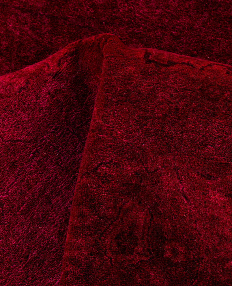 Overdyed One-of-a-Kind Hand-Knotted Area Rug Red, 7' 1" x 7' 1"
