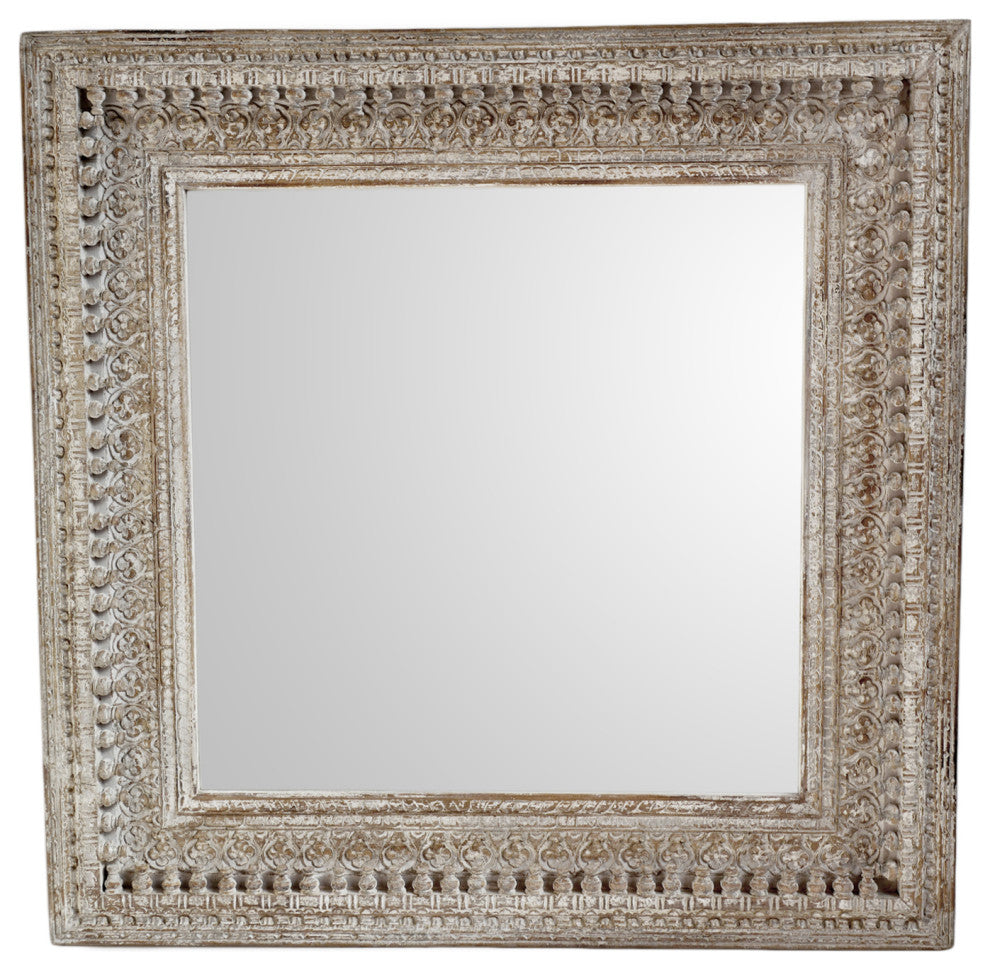 Gray Wash Moulding Spindle Mirror
