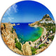 Lindos Bay Greece Panorama, Landscape Photo Disc Metal Wall Art, 11"