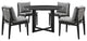 Outdoor Patio 5-Piece Round Dining Table Set in Aluminum with Gray Cushions