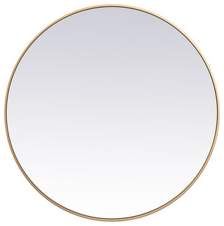 Elegant MR4839BR Metal Frame Round Mirror 39", Brass