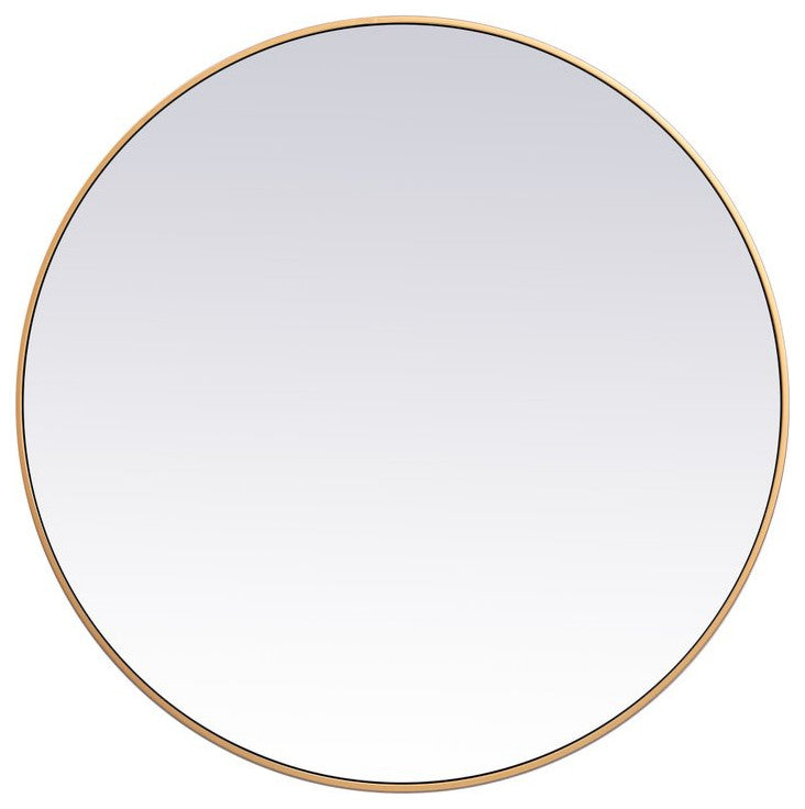 Elegant MR4839BR Metal Frame Round Mirror 39", Brass