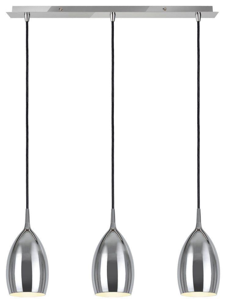 61078-1 Adjustable 3-Light Hanging Pendant Ceiling Light, Chrome