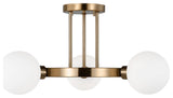 Clybourn 3-Light Semi-Flush Mount, Satin Brass