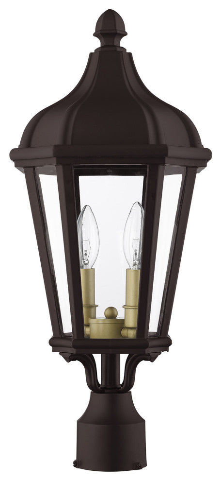 Morgan 2 Light Bronze, Antique Gold Cluster Medium Outdoor Post Top Lantern