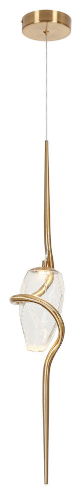 LNC Chrysanthemum 1-Light 5.1" Modern Unique Gold LED Pendant Light, Gold