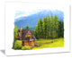 "Small Wooden Home in Mountains" Landscape Wall Art, 20"x12"