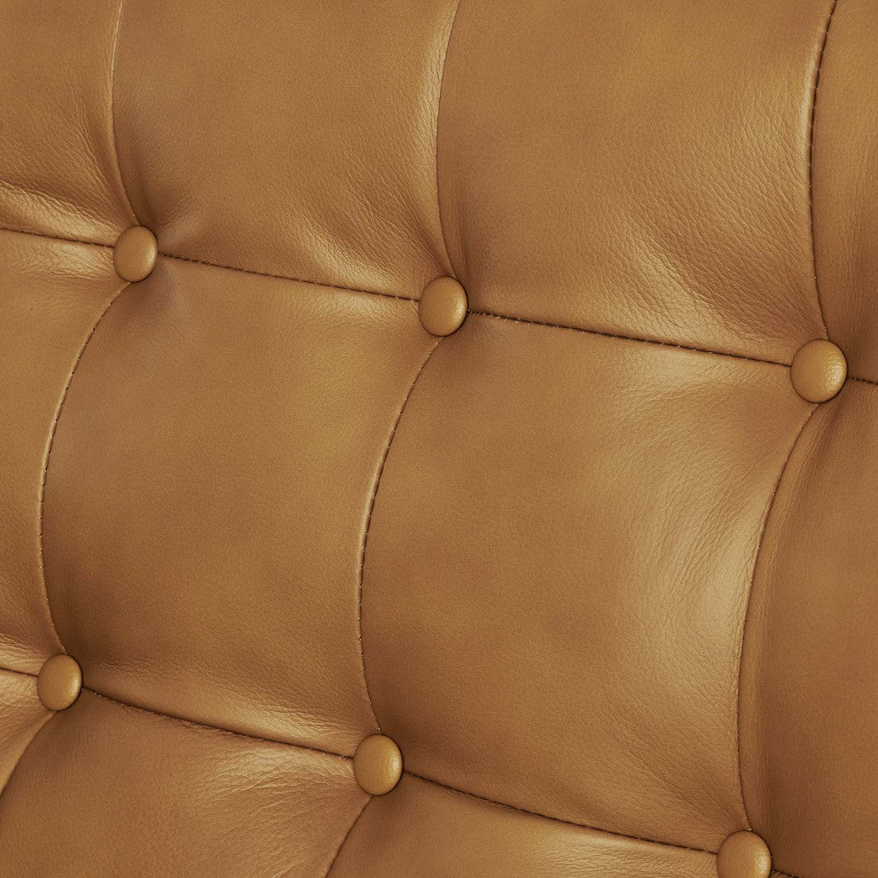 Exalt Tufted Vegan Leather Loveseat, Tan