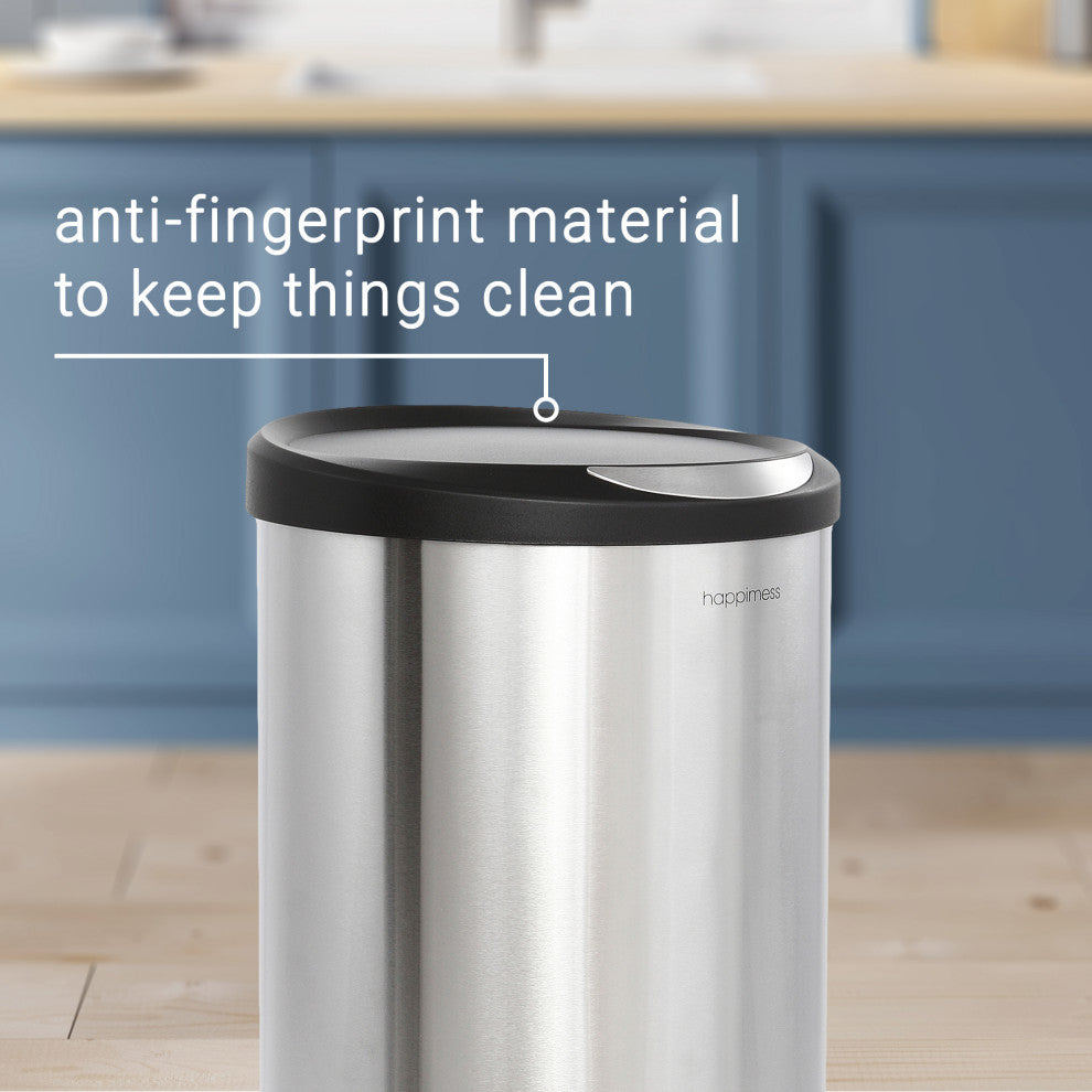 Happimess Oscar 30L and 5L Step-Open Trash Can, Stainless Steel and Black