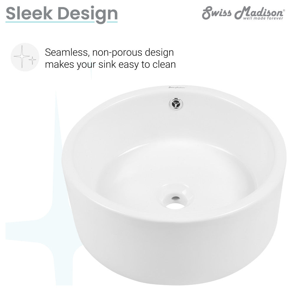 Monaco Round Vessel Sink, Glossy White