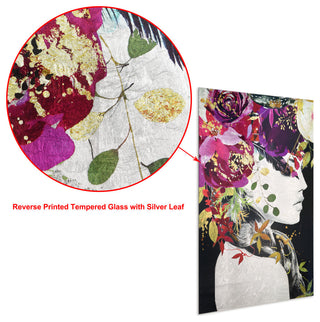 "Purple Rain" Reverse Printed Tempered Glass With Silver Leaf